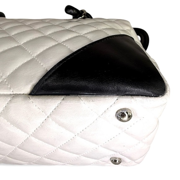 CHANEL Cambon Line White/Black CC Logo Leather Shoulder Bag - Picture 11 of 14